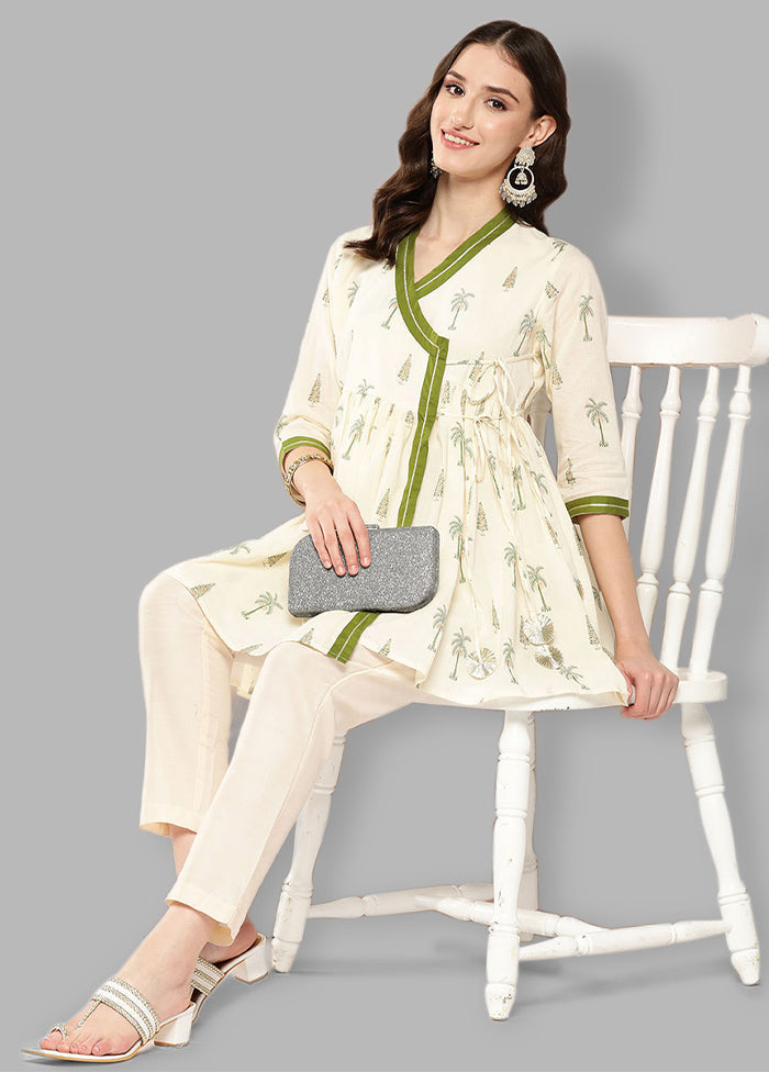 Off White Readymade Cotton Tunic - Indian Silk House Agencies