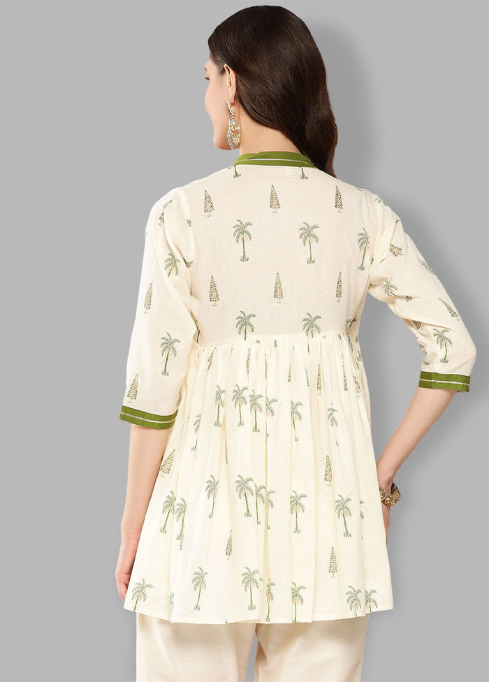 Off White Readymade Cotton Tunic - Indian Silk House Agencies