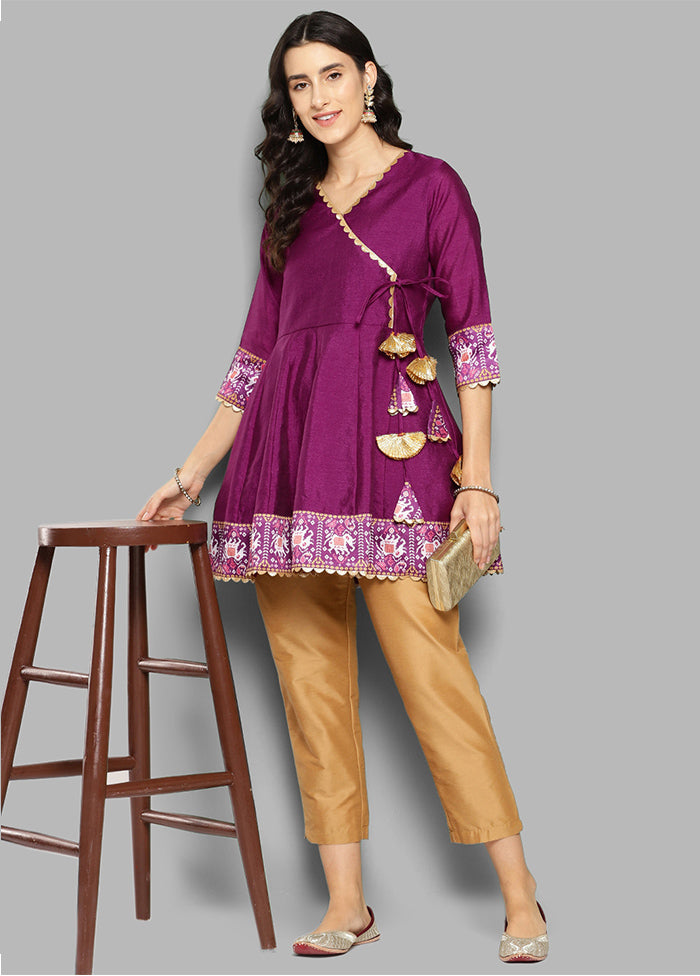 Purple Readymade Silk Tunic - Indian Silk House Agencies