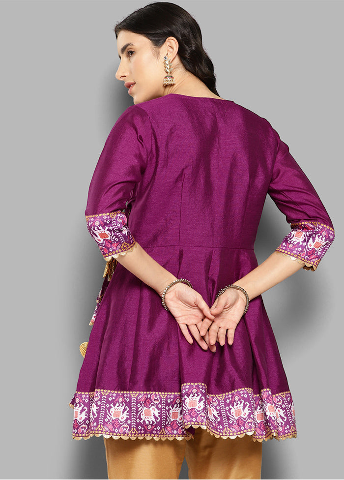 Purple Readymade Silk Tunic - Indian Silk House Agencies