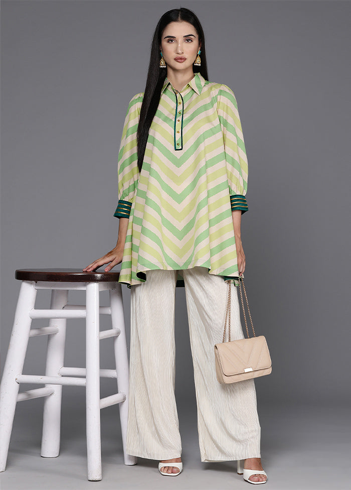 Off White Readymade Polyester Tunic - Indian Silk House Agencies