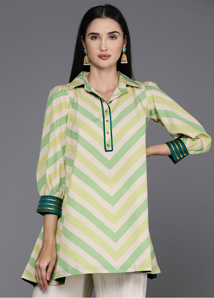 Off White Readymade Polyester Tunic - Indian Silk House Agencies