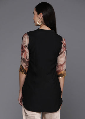 Black Readymade Polyester Tunic - Indian Silk House Agencies