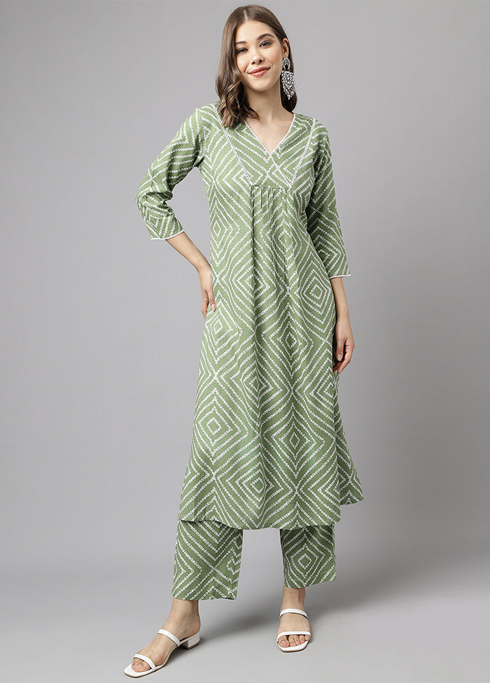 2 Pc Green Readymade Cotton Kurti Set - Indian Silk House Agencies