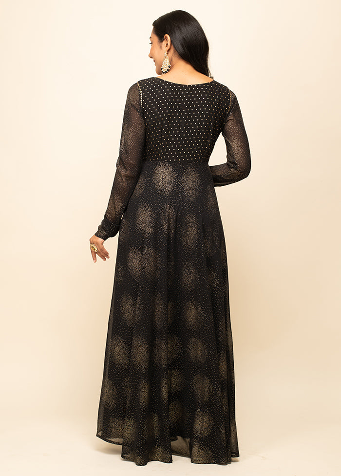 Black Readymade Georgette Indian Dress - Indian Silk House Agencies