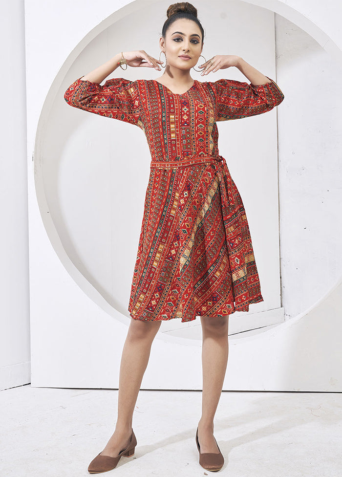 Red Readymade Cotton Kurti - Indian Silk House Agencies