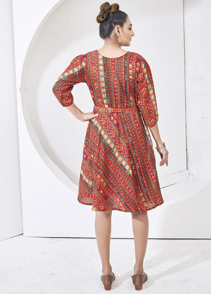 Red Readymade Cotton Kurti - Indian Silk House Agencies