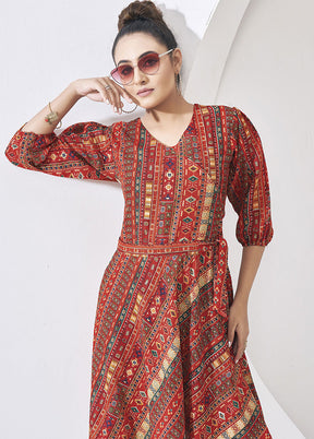 Red Readymade Cotton Kurti - Indian Silk House Agencies