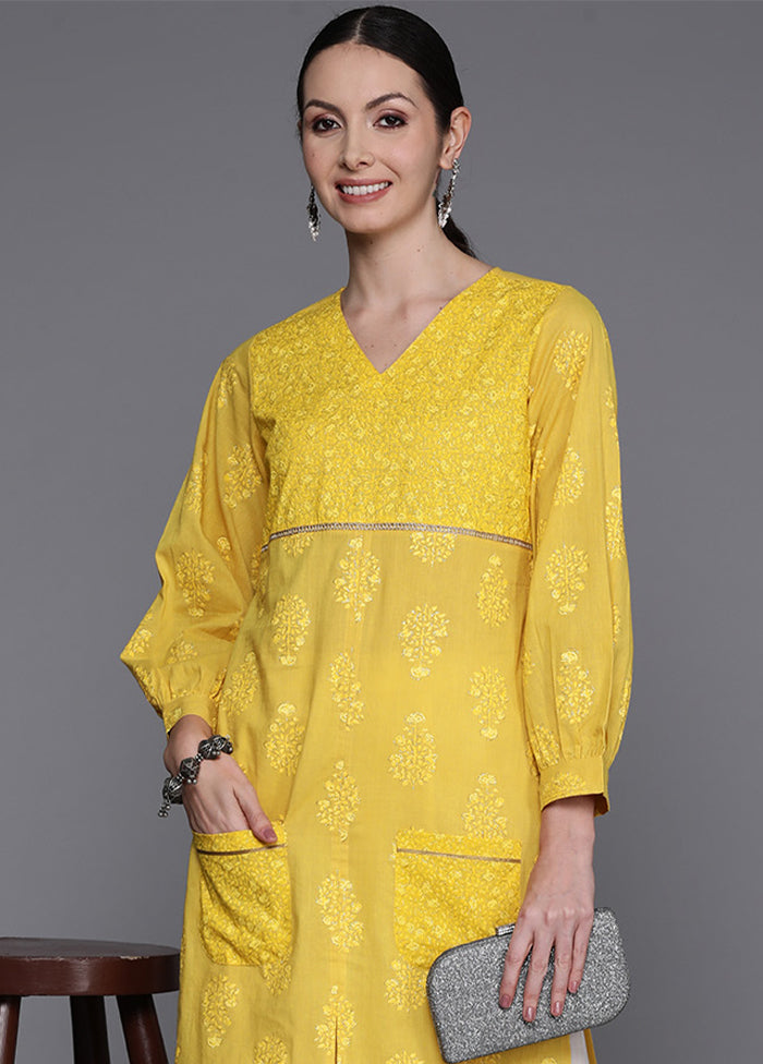 Mustard Readymade Cotton Kurti - Indian Silk House Agencies