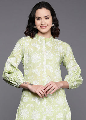 Pista Green Readymade Cotton Kurti - Indian Silk House Agencies