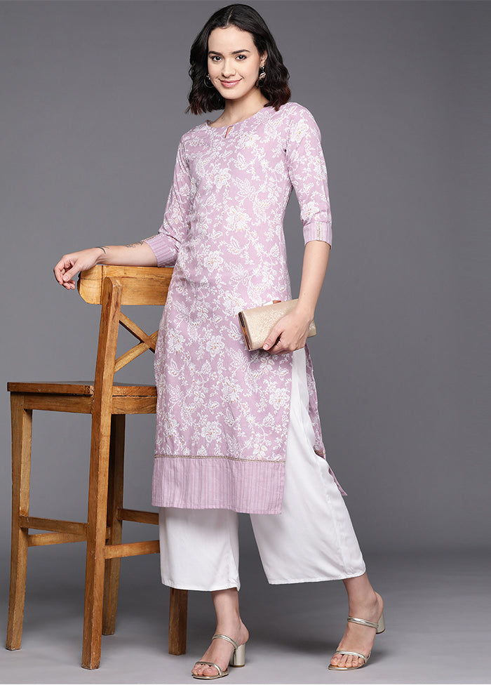 Lavender Readymade Cotton Kurti - Indian Silk House Agencies