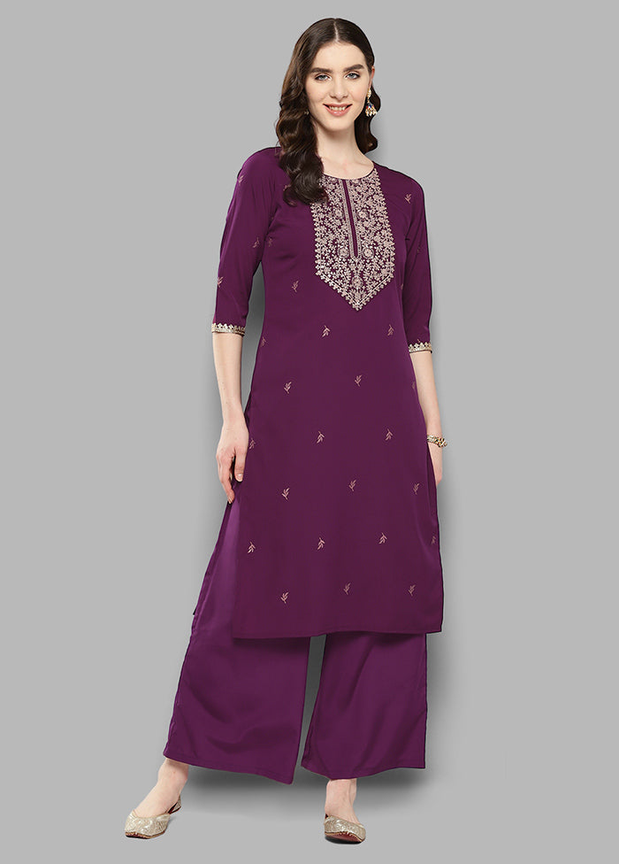 2 Pc Burgundy Silk Kurti Set - Indian Silk House Agencies