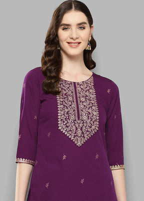 2 Pc Burgundy Silk Kurti Set - Indian Silk House Agencies