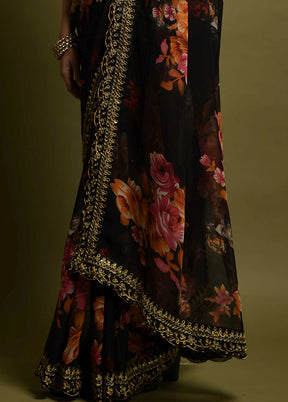 Black Georgette Saree With Blouse Piece - Indian Silk House Agencies