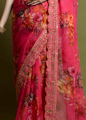 Pink Georgette Saree With Blouse Piece - Indian Silk House Agencies