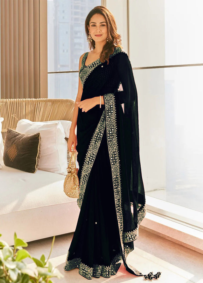 Black Georgette Saree With Blouse Piece - Indian Silk House Agencies