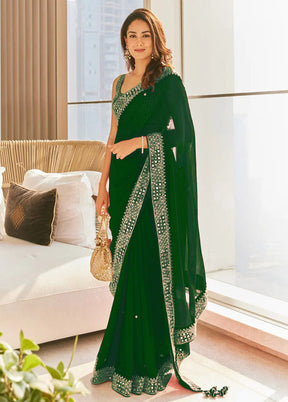 Green Georgette Saree With Blouse Piece - Indian Silk House Agencies