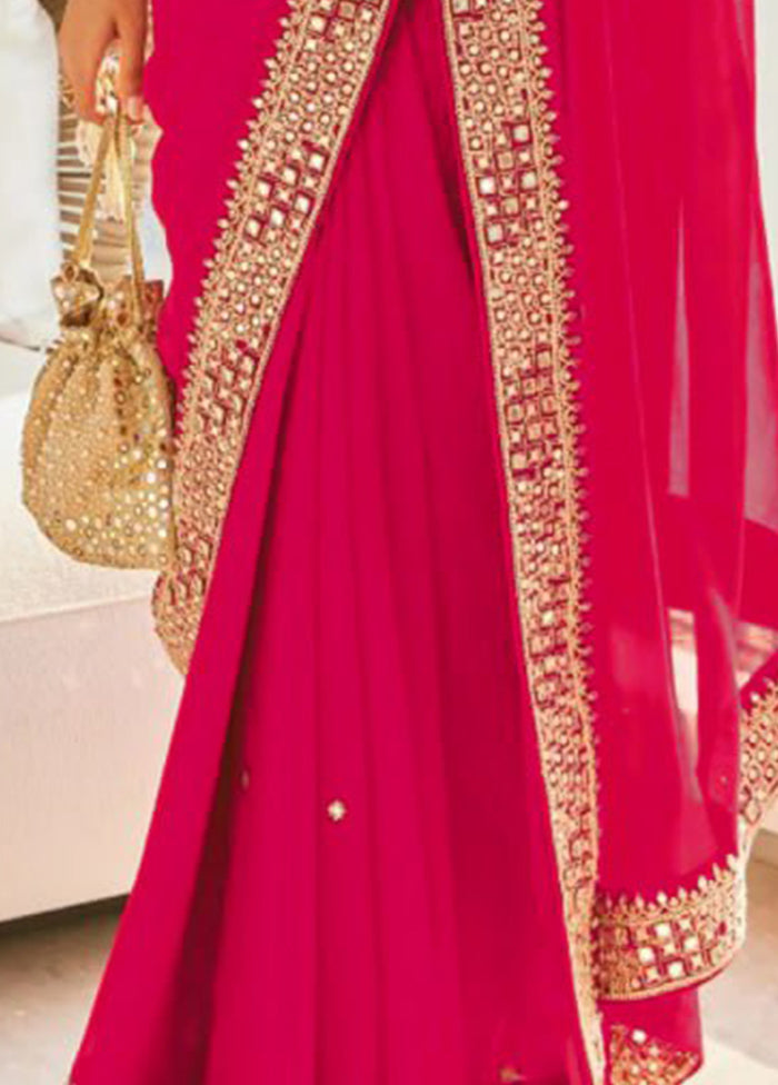 Pink Georgette Saree With Blouse Piece - Indian Silk House Agencies