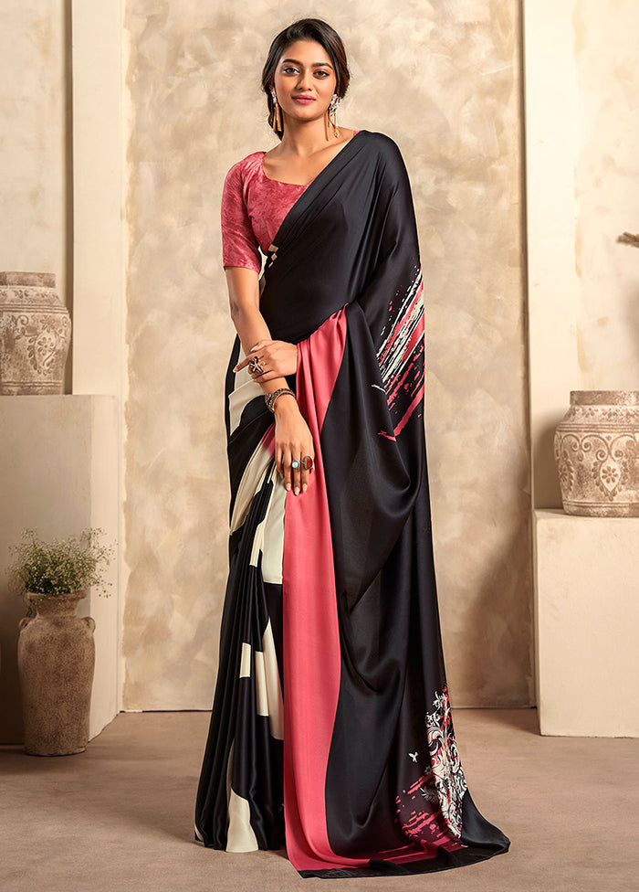 Black Silk Saree With Blouse Piece - Indian Silk House Agencies