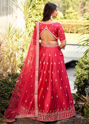 3 Pc Pink Silk Readymade Lehenga Set