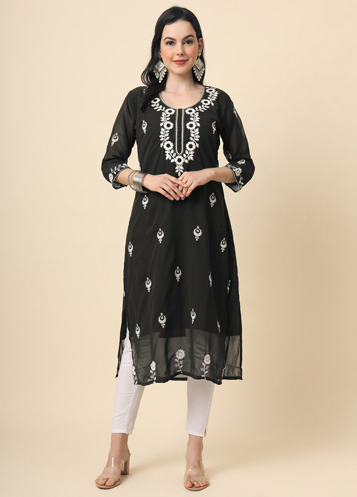 Black Readymade Georgette Short Top - Indian Silk House Agencies