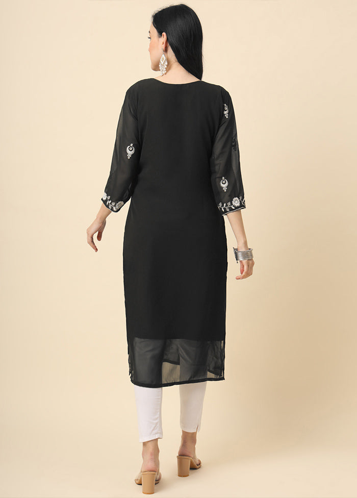 Black Readymade Georgette Short Top - Indian Silk House Agencies