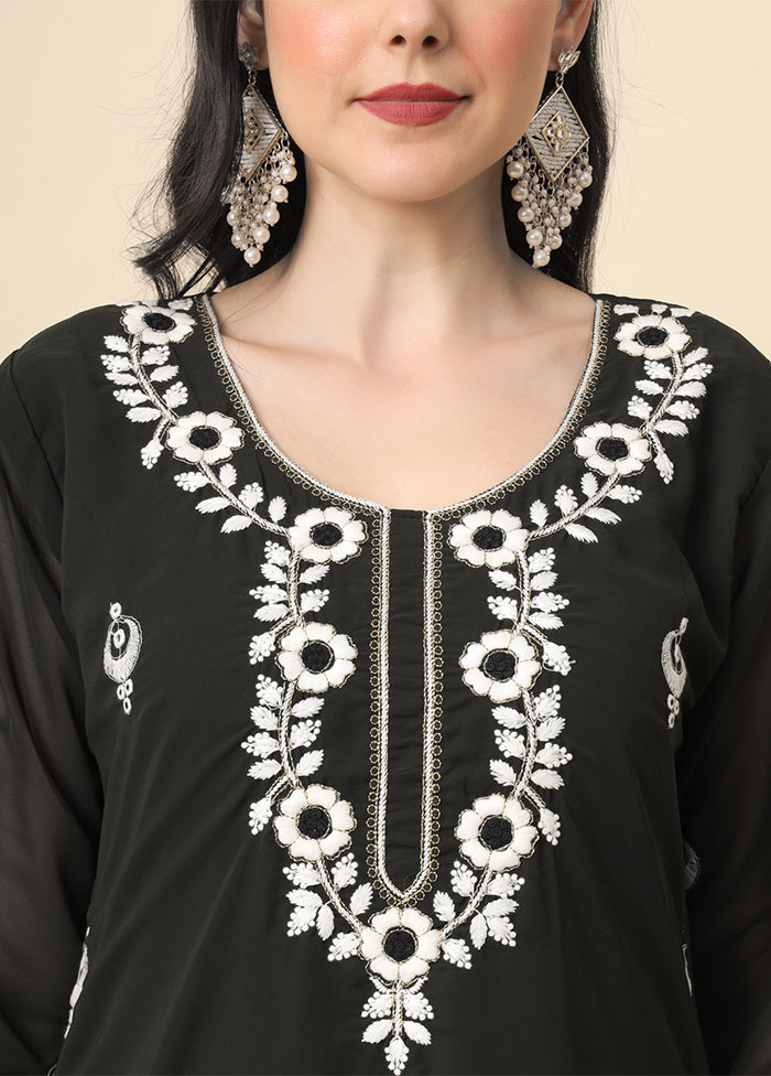 Black Readymade Georgette Short Top - Indian Silk House Agencies