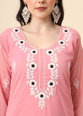 Pink Readymade Georgette Short Top - Indian Silk House Agencies