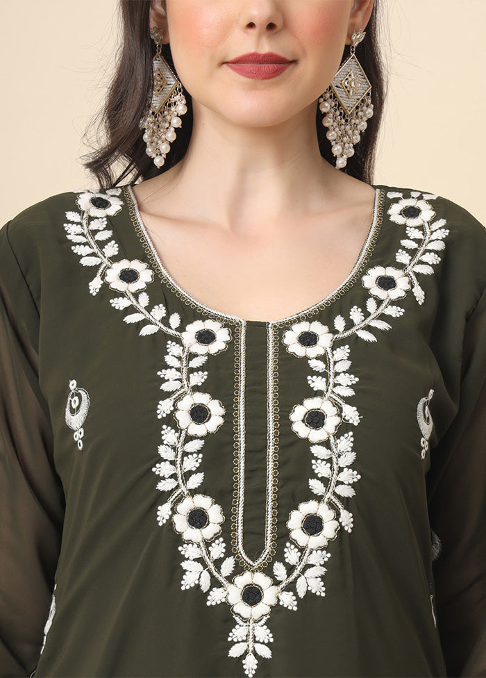 Green Readymade Georgette Short Top - Indian Silk House Agencies