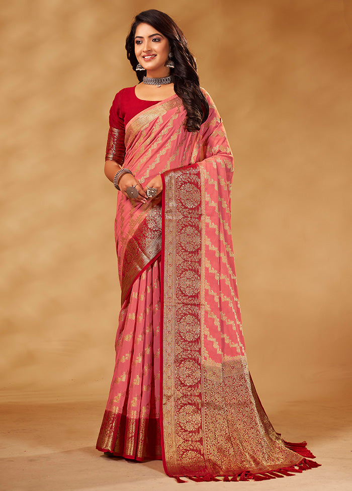 Peach Georgette Saree With Blouse Piece