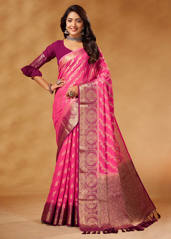 Pink Georgette Saree With Blouse Piece - Indian Silk House Agencies