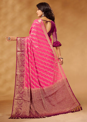 Pink Georgette Saree With Blouse Piece - Indian Silk House Agencies