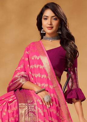 Pink Georgette Saree With Blouse Piece - Indian Silk House Agencies