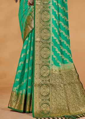 Sea Green Georgette Saree With Blouse Piece