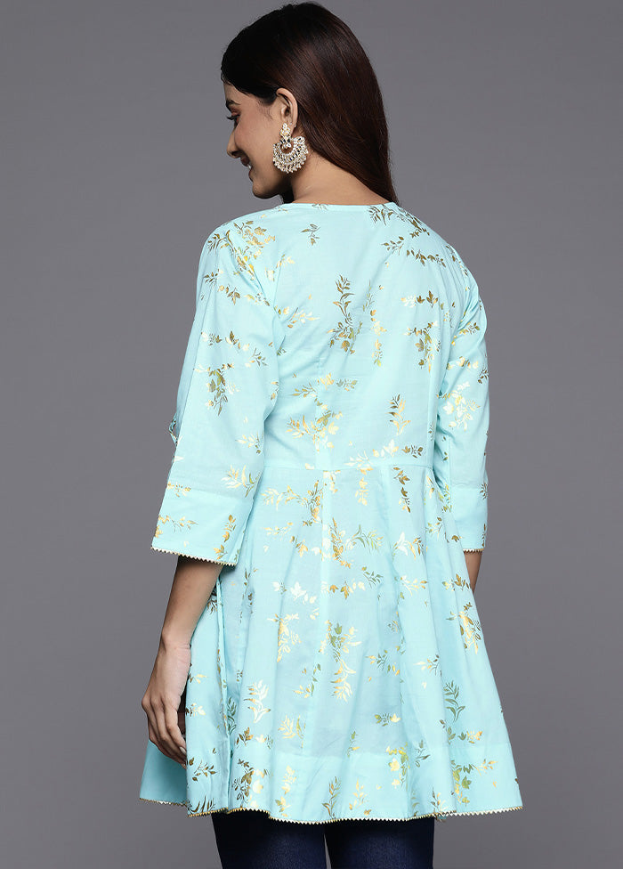 Blue Readymade Cotton Tunic - Indian Silk House Agencies