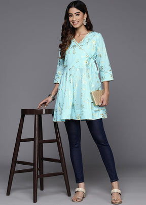 Blue Readymade Cotton Tunic - Indian Silk House Agencies