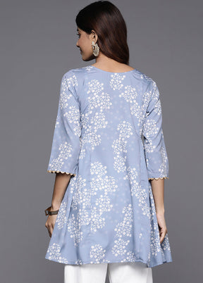 Grey Readymade Blended Silk Tunic - Indian Silk House Agencies