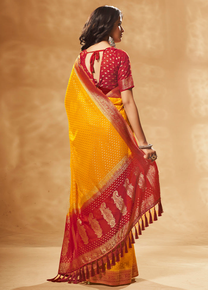 Yellow Georgette Saree With Blouse Piece