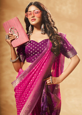 Pink Georgette Saree With Blouse Piece