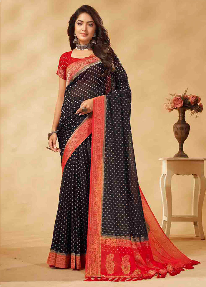 Black Georgette Saree With Blouse Piece - Indian Silk House Agencies