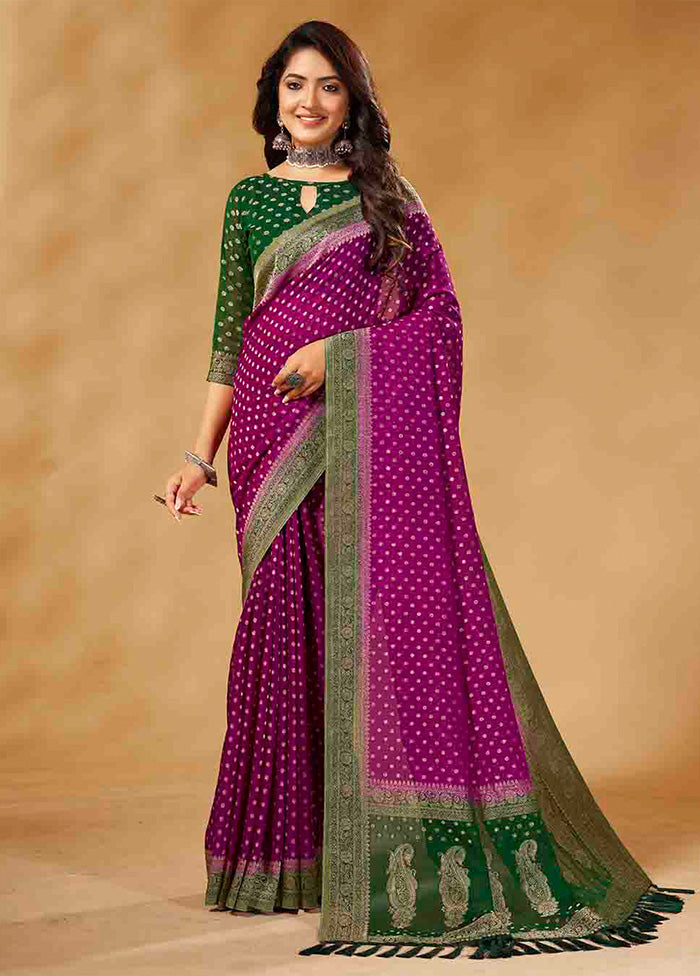 Wine Georgette Saree With Blouse Piece - Indian Silk House Agencies