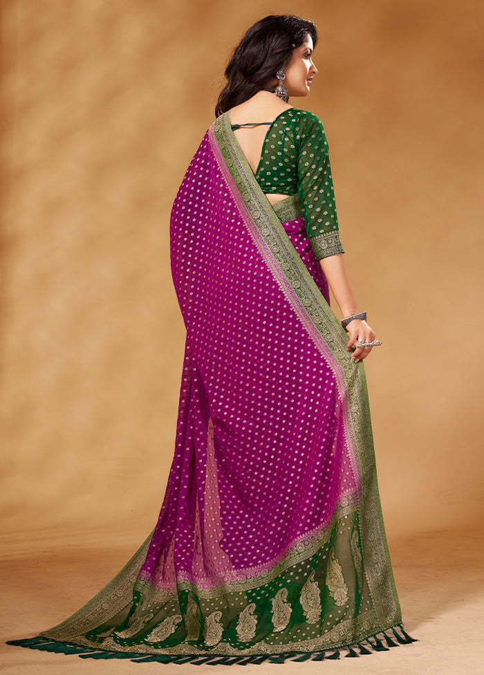 Wine Georgette Saree With Blouse Piece - Indian Silk House Agencies