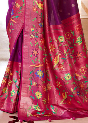 Purple Dupion Silk Saree With Blouse Piece - Indian Silk House Agencies