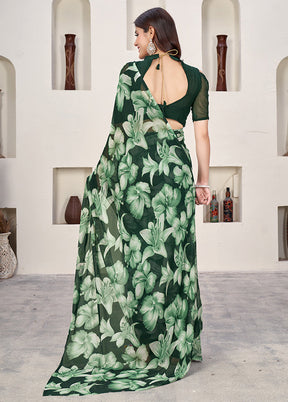 Green Net Net Saree With Blouse Piece - Indian Silk House Agencies