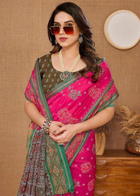 Pink Dupion Silk Saree With Blouse Piece - Indian Silk House Agencies