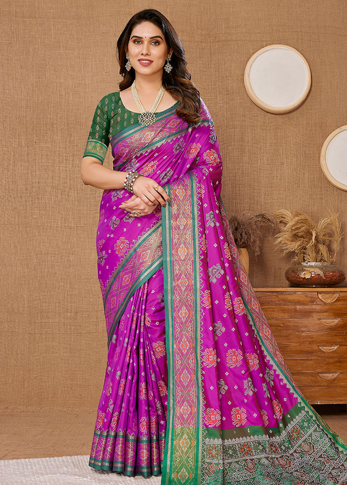 Purple Dupion Silk Saree With Blouse Piece - Indian Silk House Agencies