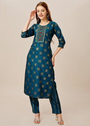 2 Pc Blue Readymade Rayon Kurti Set