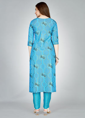 2 Pc Blue Readymade Rayon Kurti Set