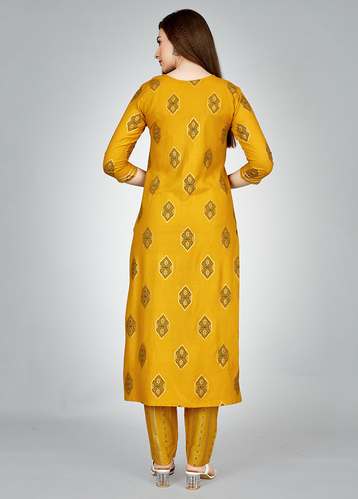 2 Pc Yellow Readymade Rayon Kurti Set