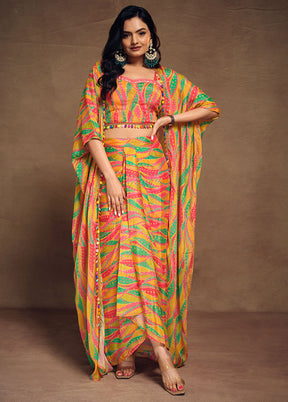 3 Pc Multi Readymade Silk Suit Set